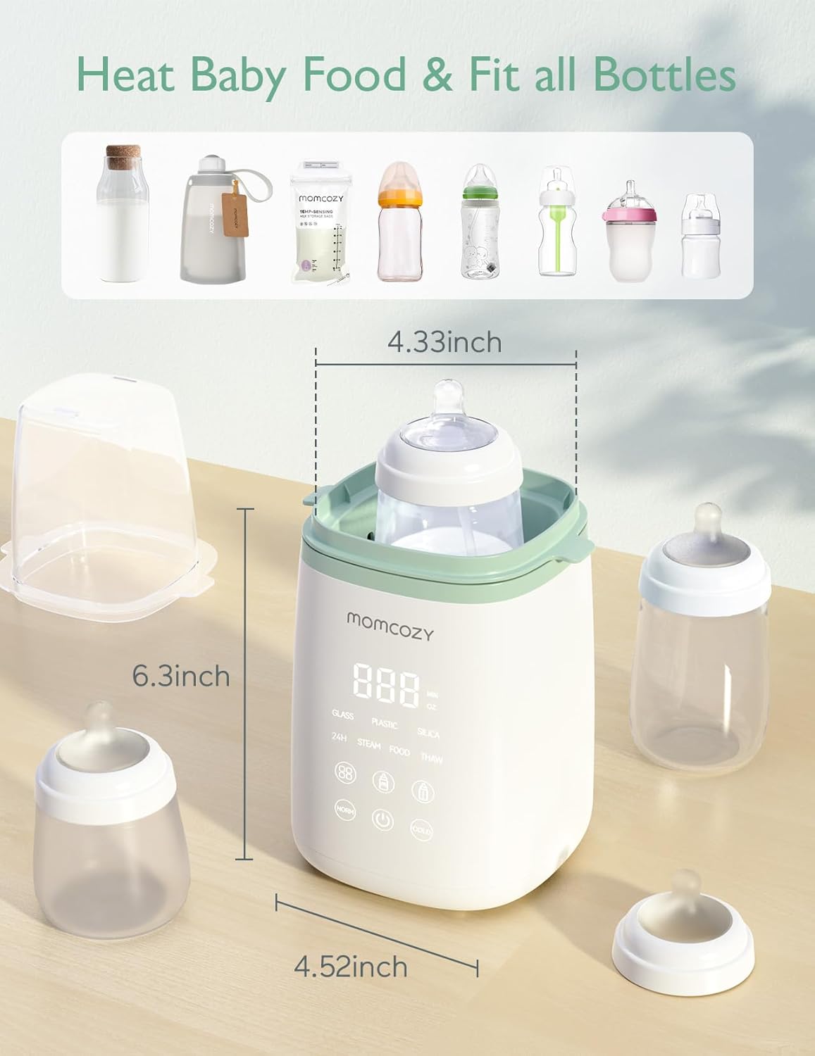 Momcozy Bottle Warmer, Fast Bottle Warmers for All Bottles with Timer, Accurate Temperature Control and Automatic Shut-Off, Multifunctional Bottle Warmer for Breastmilk : Baby