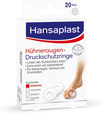 Hansaplast Corn Rings Pack Of 20, Corn Plasters For Instant Pain Relief, Skin-Friendly Foot Patches, Protects Against Pressure From Shoes
