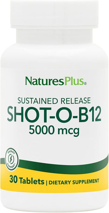 Naturesplus Shot-O-B12 (Methylcobalamin, Sustained Release - 5000 Mcg, 30 Vegetarian Tablets - High Potency, Fast Acting B12 Supplement - Memory & Energy Booster- Gluten-Free - 30 Servings