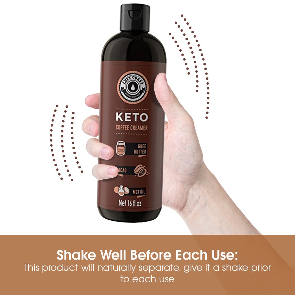 Keto Coffee Creamer with MCT Oil, Ghee Butter, Cocoa Butter, 16oz / 32 Servings. Must Blended. No Carb Keto Creamer for Coffee Booster. Unsweetened, Ketogenic, Low Carb by Left Coast Performance : Grocery & Gourmet Food