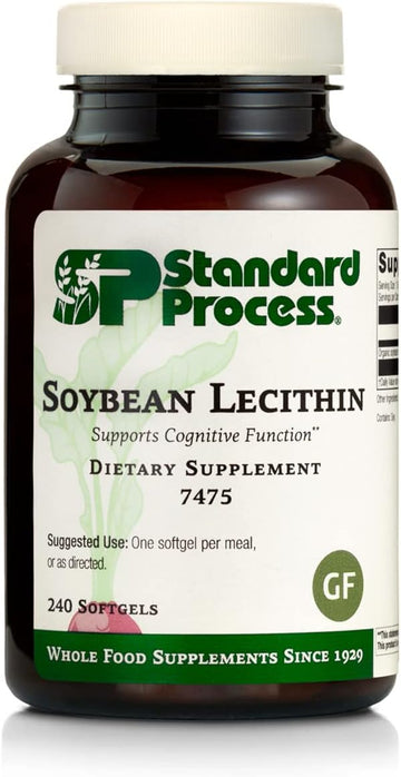 Standard Process Soybean Lecithin - Whole Food Cognitive Health, Brain Health And Brain Support, Liver Support With Soybean Lecithin - Gluten Free - 240 Softgels