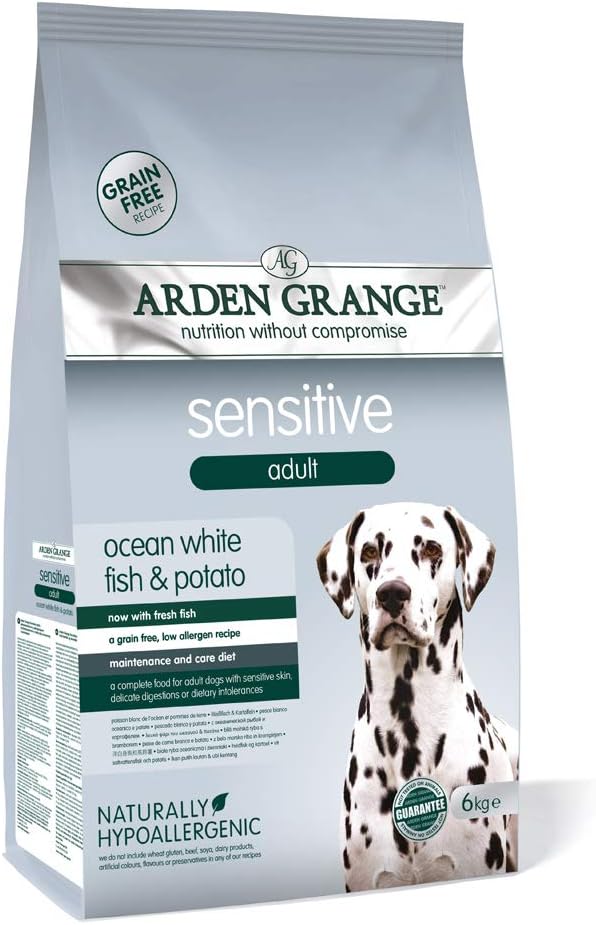 Arden Grange Sensitive Adult Dry Dog Food Grain Free with Fresh Ocean White Fish and Potato, 6 kg?AWF7819