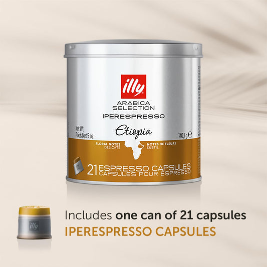Illy Coffee Iperespresso Capsules - Single-Serve Coffee Capsules & Pods - Single Origin Coffee Pods – Etiopia Roast With Notes Of Jasmine - For Iperespresso Capsule Machines – 21 Count