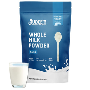 Judee'S Pure Whole Milk Powder - 100% Non-Gmo, Rbst Hormone-Free, Gluten-Free And Nut-Free - Pantry Staple, Baking Ready, Great For Travel, Easy To Store And Shelf Stable - Made In Usa - 1.5 Lb (24Oz)