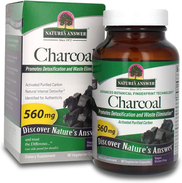 Nature's Answer Activated Charcoal 560mg 90-Capsules | Naturally Promotes Detoxification & Waste Elimination | Vegan, Gluten & Alcohol-Free, No Preservatives or Artificial Flavors | Single Count