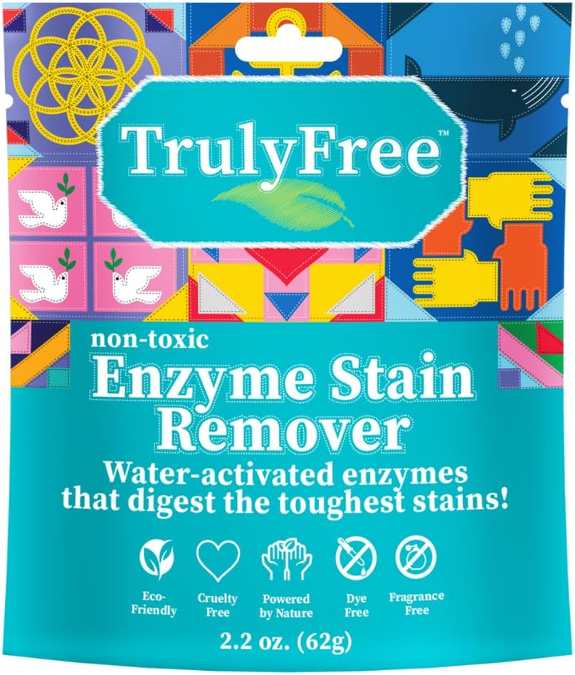 Natural Stain Remover, Water-Activated Enzymes, Breaks Down Food, Blood, Grass Stains, Pet Stains And Odor Remover (50 Scoops)
