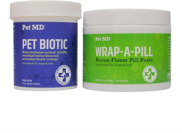 Pet Md Biotic Probiotic Powder & Wrap A Pill Bacon Flavor Pill Paste
