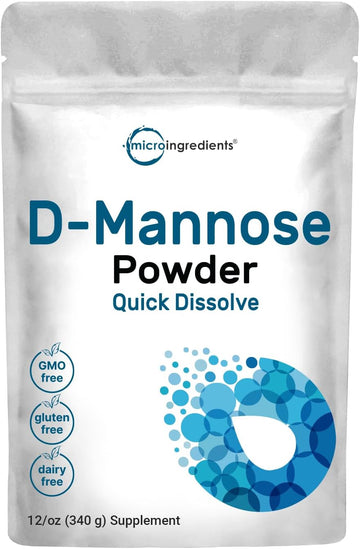 D Mannose Powder, 12* Ounces, Pure Mannose Supplement, Quick Water Soluble, Support Urinary Tract Cleanse & Bladder Health, Premium Mannose For Women And Men, Vegan Friendly