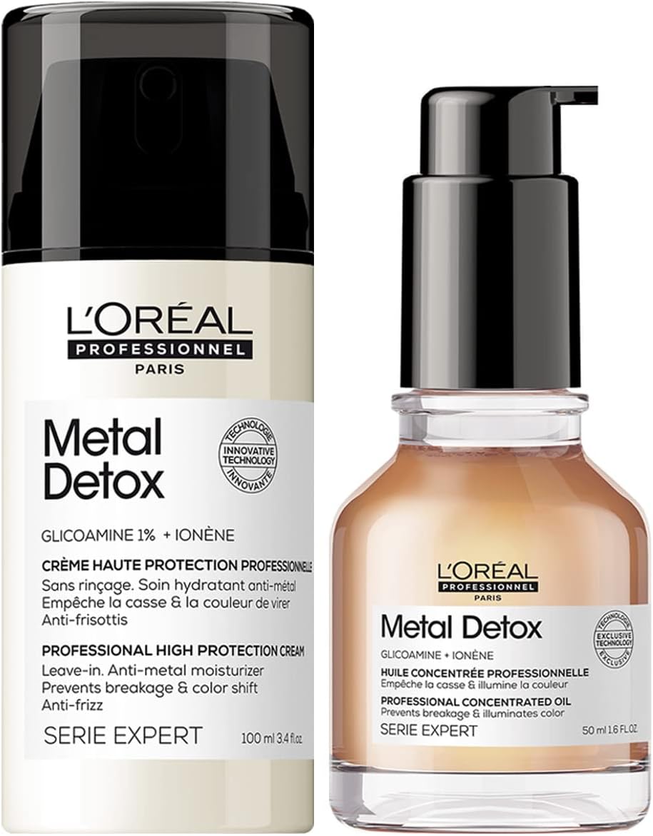 L’Oréal Professionnel Serie Expert Metal Detox Oil And Leave-In Cream Blow-Dry Duo, 50 Ml, 100 Ml