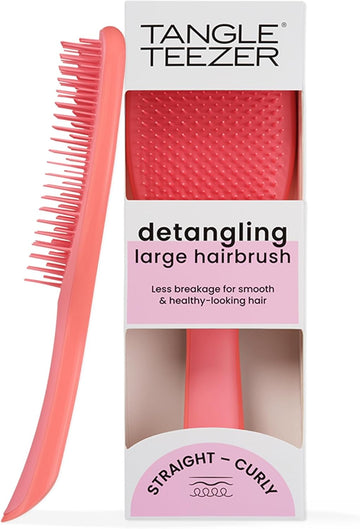 Tangle Teezer | The Large The Ultimate Detangler Hairbrush | Perfect For Long, Thick, Curly & Textured Hair | Two-Tiered Teeth For Gentle Detangling | Reduces Breakage| Ergonomic Handle | Salmon Pink