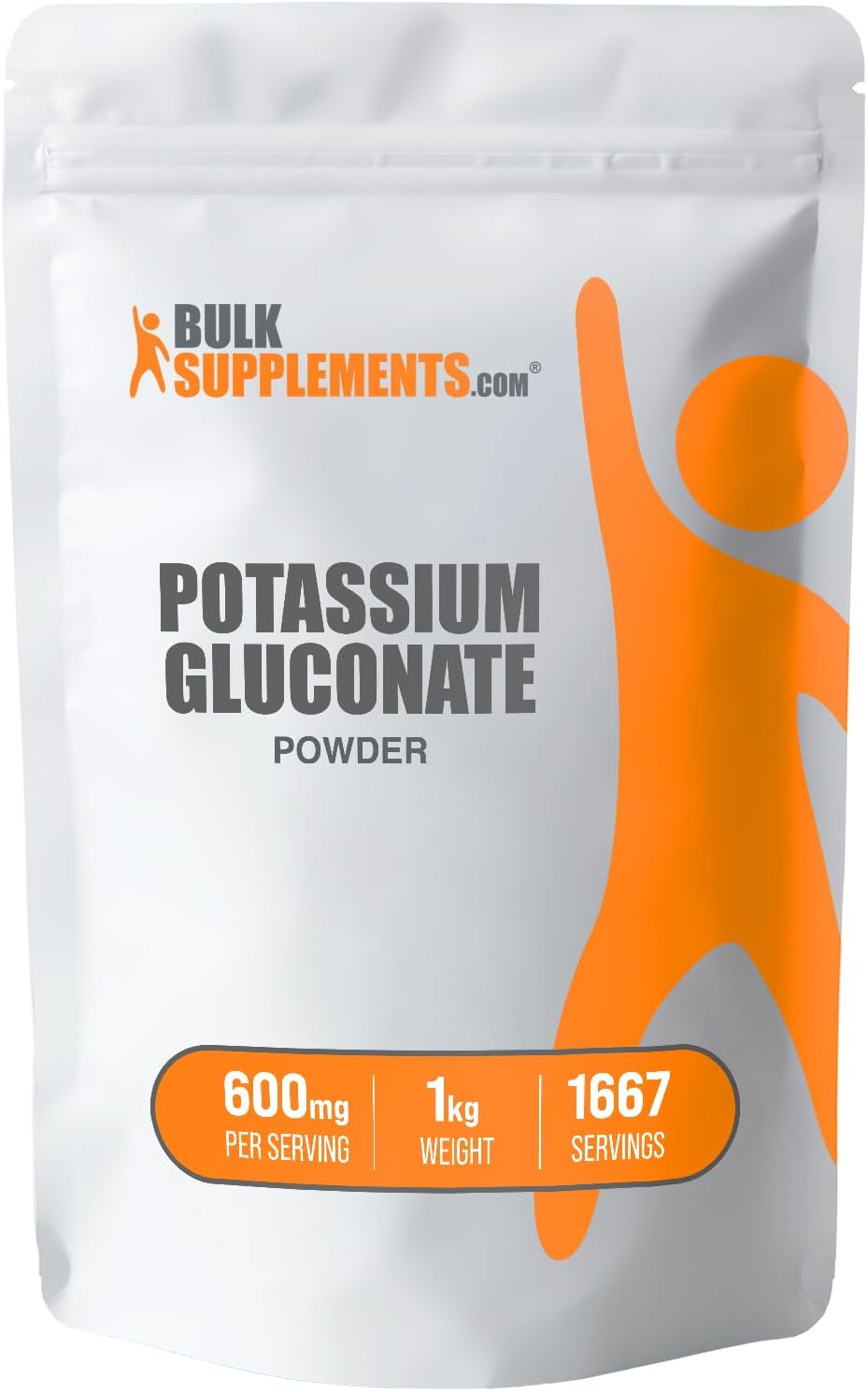 BulkSupplements.com Potassium Gluconate Powder - Potassium Supplement, Potassium Gluconate Supplement, Potassium Powder - Gluten Free, 600mg per Serving (99mg Potassium), 1kg (2.2 lbs)