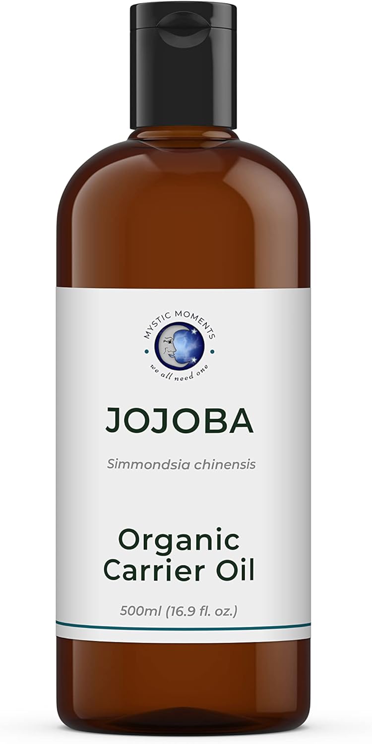 Mystic Moments | Organic Jojoba Carrier Oil 500ml - Pure & Natural Oil Perfect For Hair, Face, Nails, Aromatherapy, Massage and Oil Dilution Vegan GMO Free