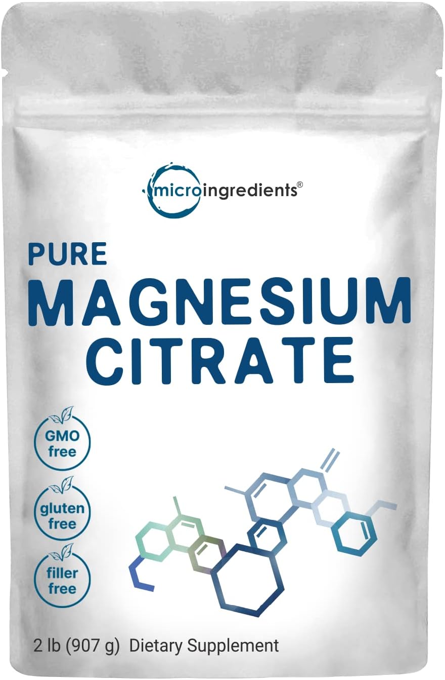 Pure Magnesium Citrate Powder (Citrato De Magnesio En Polvo), 2 Pounds (32 Ounce), Pure And Filler Free, Relaxation And Nutrient Utilization, Vegan