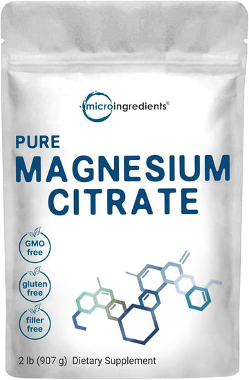 Pure Magnesium Citrate Powder (Citrato De Magnesio En Polvo), 2 Pounds (32 Ounce), Pure And Filler Free, Relaxation And Nutrient Utilization, Vegan