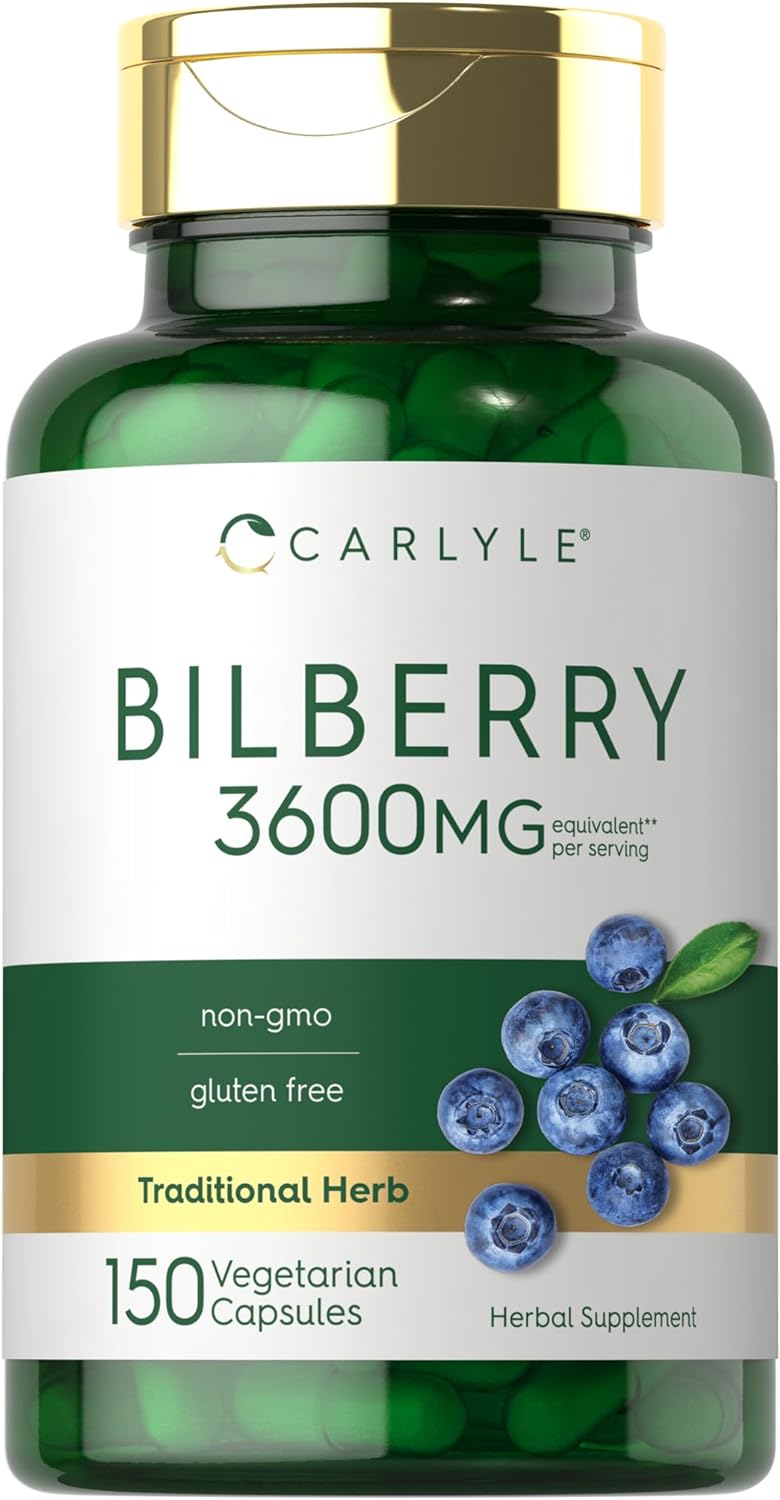 Carlyle Bilberry Extract Capsules | 3600Mg | 150 Count | Vegetarian, Non-Gmo, Gluten Free Fruit Supplement