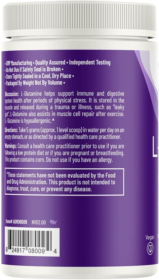 L-Glutamine Powder 450G, Supports Immunity And Gut Health, Dietary Supplement, 90 Servings : Health & Household