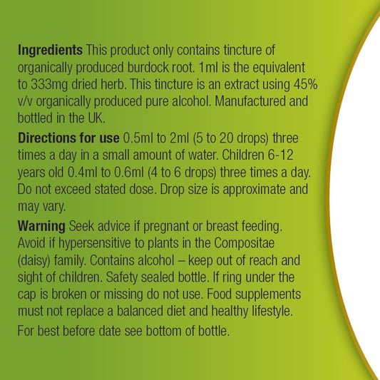Organic Herbal Remedies 100 Ml Burdock Tincture