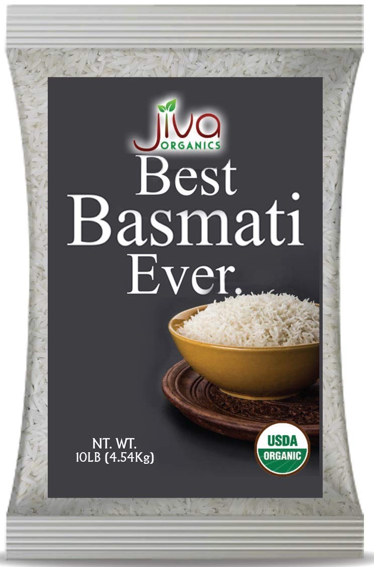 Organic Basmati Rice 10 Lb Bag - Pure, Long, Premium Quality From India - By Jiva Organics