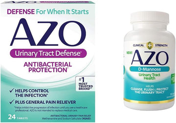 Azo Urinary Tract Defense Antibacterial Protection, Helps Control A Uti Until You Can See A Doctor 24 Count D Mannose Urinary Tract Health, Cleanse, Flush & Protect The Urinary Tract, 120 Count