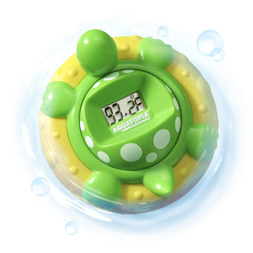 Aquatopia - Baby Bath Thermometer Floating Toy with Digital Audible Alarm, Baby Water Thermometer for Bath Temp, Cute Baby Bath Essentials, Beeps When Too Hot or Too Cold, Trevor Turtle, Green