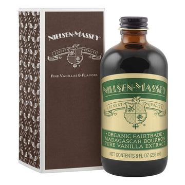 Nielsen-Massey Organic Fairtrade Madagascar Bourbon Pure Vanilla Extract For Baking And Cooking, 8 Ounce Bottle