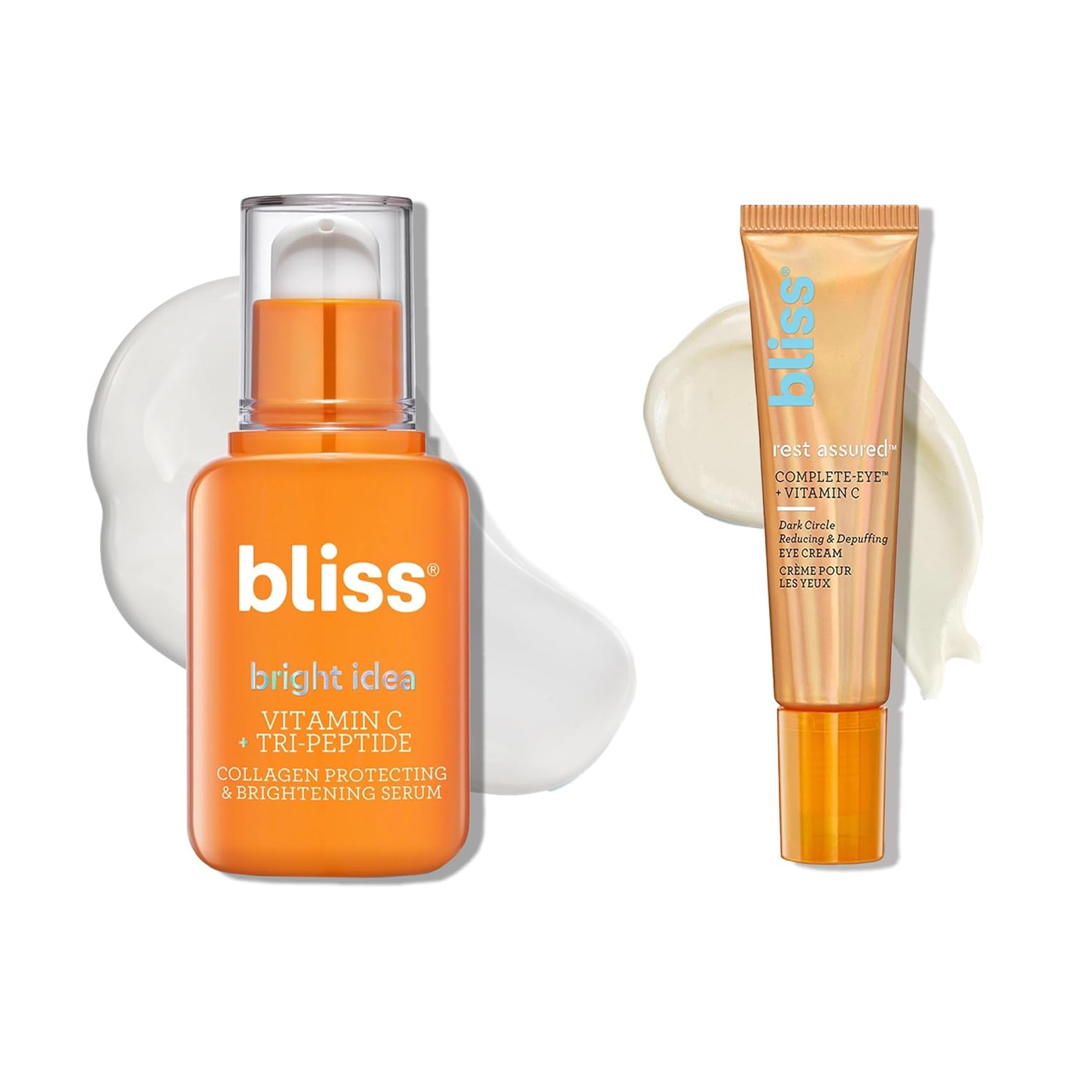Bliss Rest Assured™ & Vitamin C Serum Bundle | Visibly Firming Eye Cream and Face Serum with Caffeine & Vitamin C | Clean | Vegan