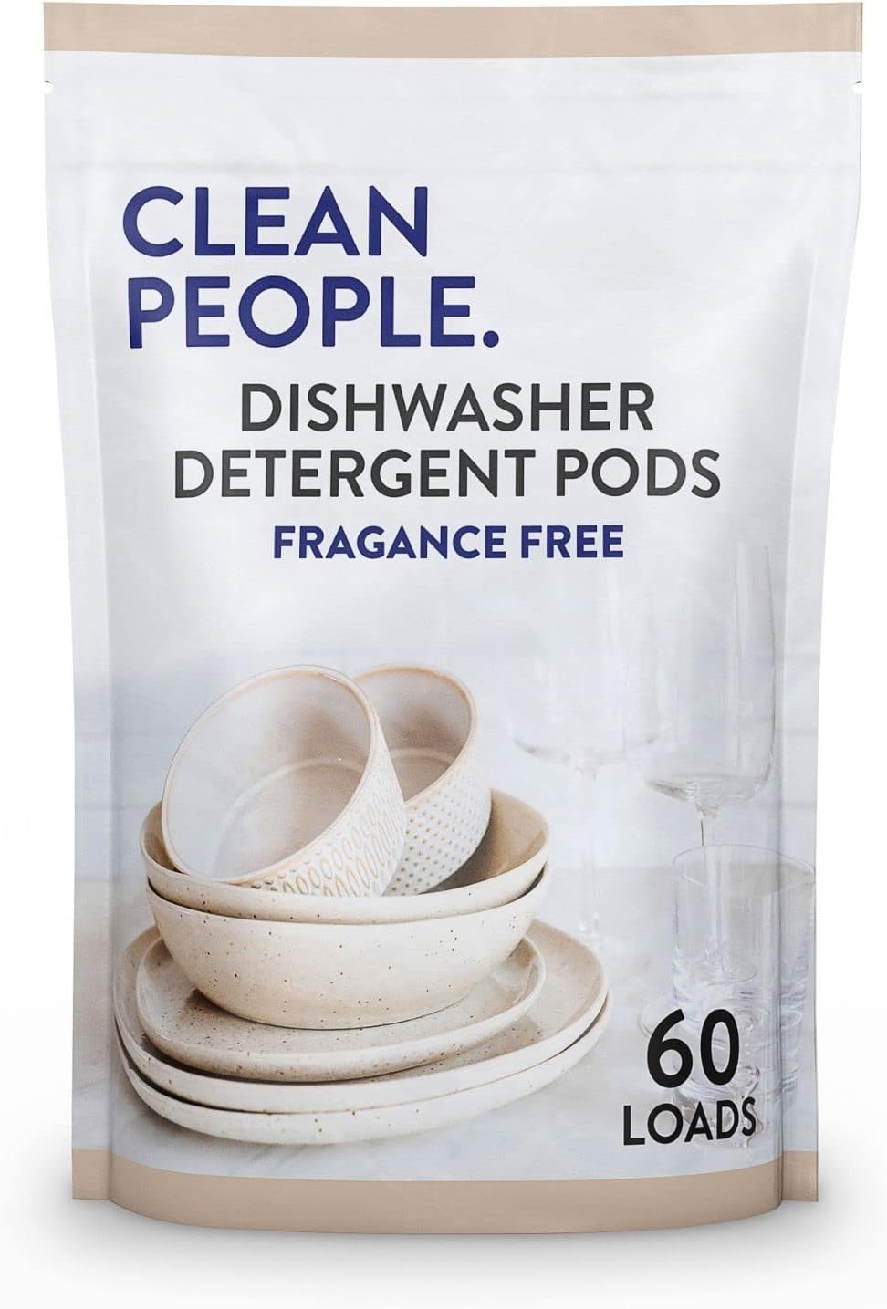 Clean People All Natural Dishwasher Pods - Dishwasher Detergent Pods - Cuts Grease & Rinses Sparkling Clean - Residue-Free - Fragrance Free Dishwashing Pods - Unscented, 60 Pack
