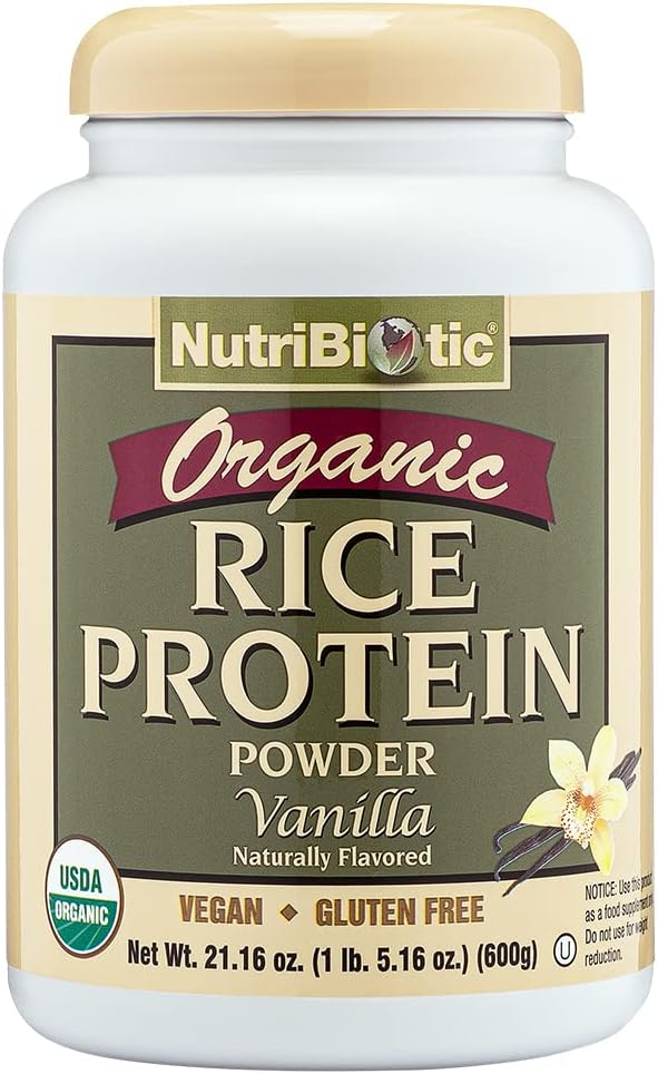 NutriBiotic Certified Organic Rice Protein Vanilla, 1 Lb. 5 Oz | Low C