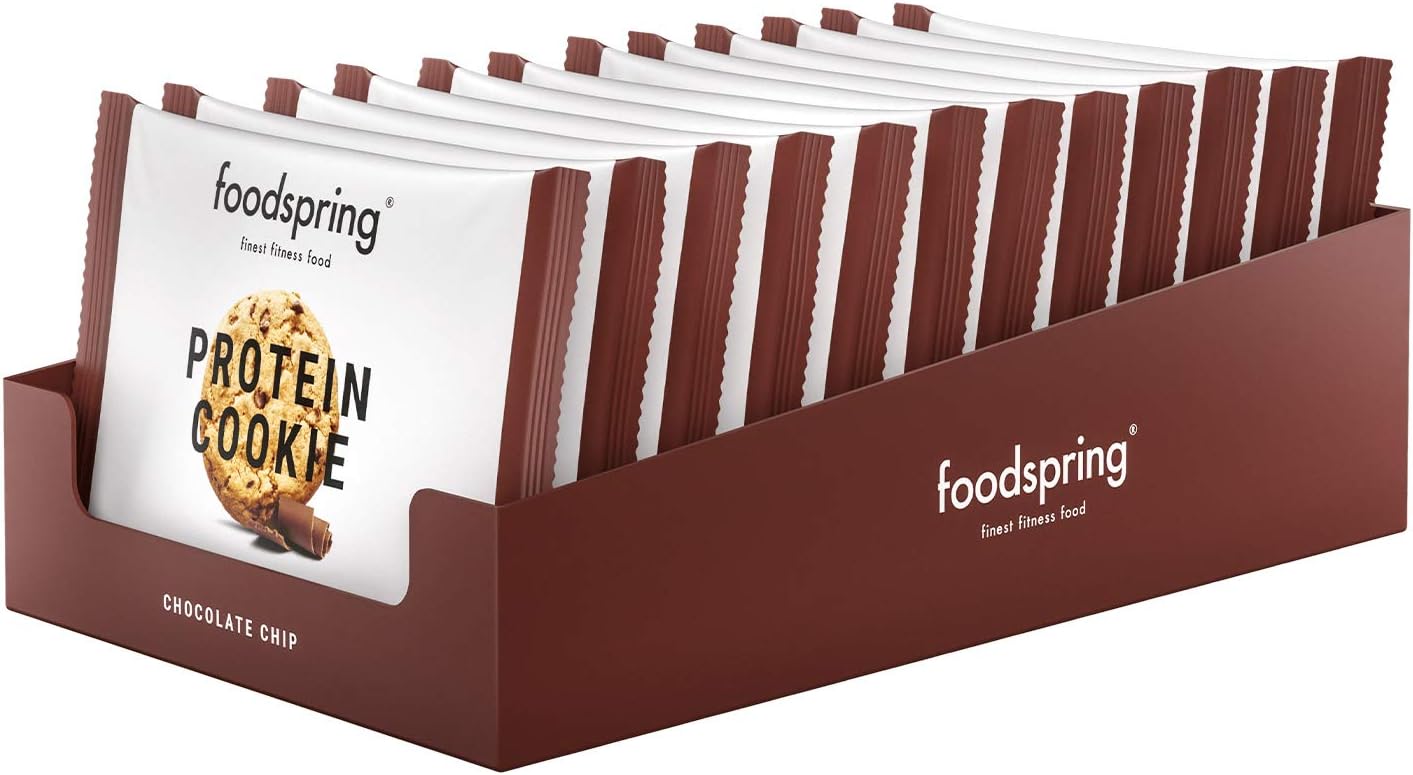 Foodspring Protein Cookie, Chocolate Chip, 12 X 50G, Real Cookie Texture, Lots Of Protein, Low Sugar, Ideal Fitness-Snack With Real Chocolate