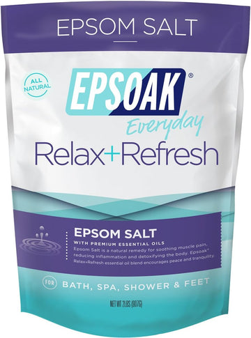 Epsoak Epsom Salt 2 Lb. Magnesium Sulfate Usp. (Qty. 1 X 2Lb. Bag), Relax + Refresh, Resealable Epsom Salt Bag, Made In The Usa, Cruelty-Free Certified