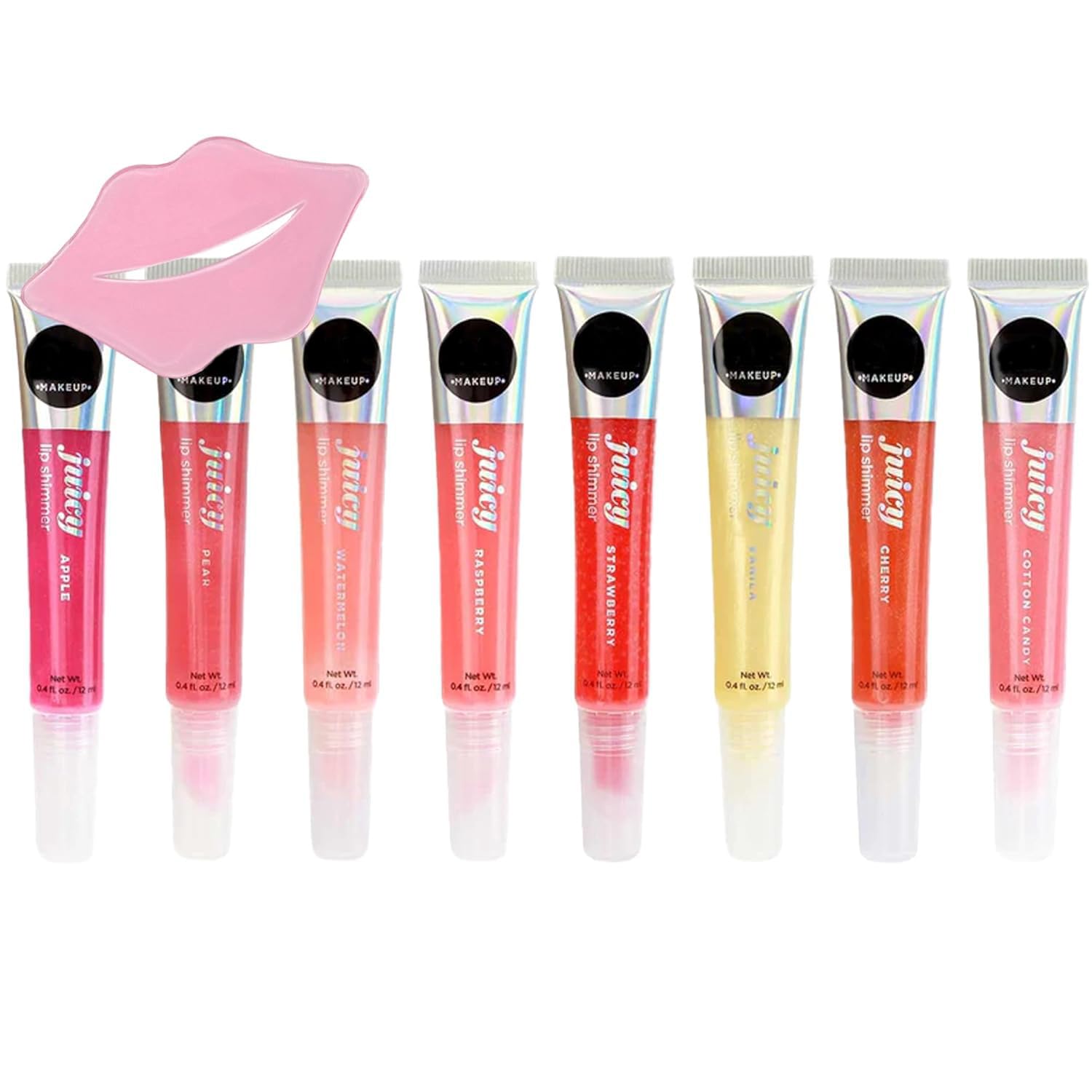 Juicy Lip Shimmer Lip Gloss Set Of 8 & Keychain Gifts For Aunts, Women, Girls, Teens, Moms