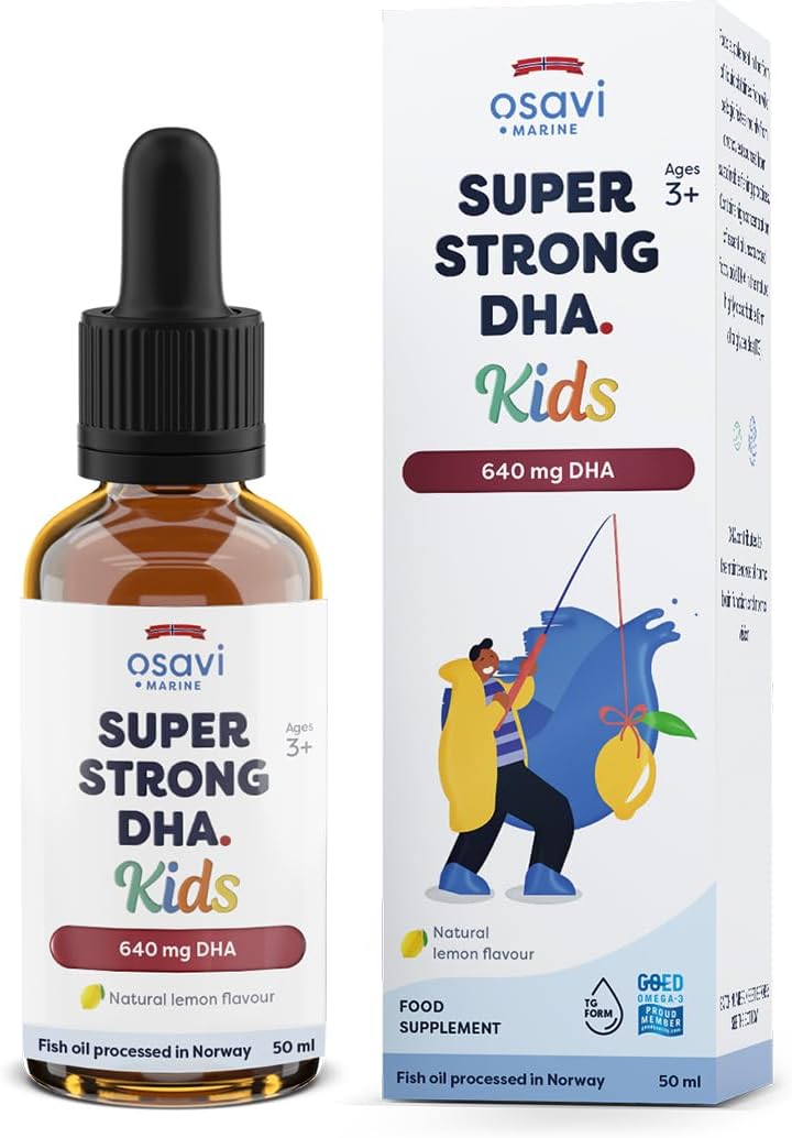 Osavi Super Strong Dha Kids, 640 Mg Dha – 50 Ml Oil | Lemon Flavor | Dha From Sustainable Wild Fish | Supports Brain & Vision Health | Highly Absorbable Triglyceride Form