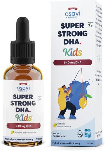 Osavi Super Strong Dha Kids, 640 Mg Dha – 50 Ml Oil | Lemon Flavor | Dha From Sustainable Wild Fish | Supports Brain & Vision Health | Highly Absorbable Triglyceride Form