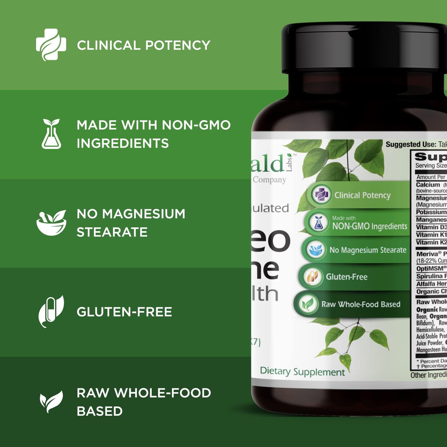 Emerald Labs Osteo Bone Health - Dietary Supplement with Vitamins K1, 