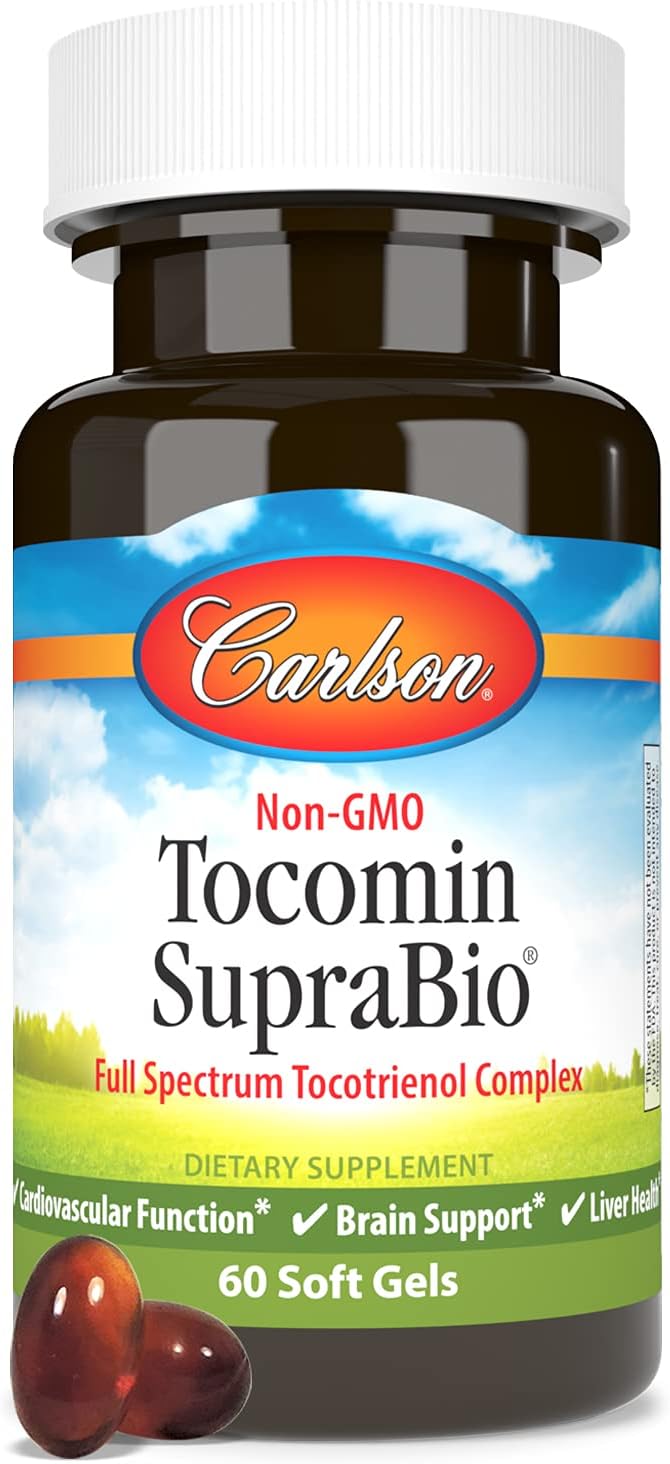 Carlson - Tocomin SupraBio, Bio-enhanced Tocotrienol Complex, Supports Healthy Brain & Cardiovascular System, 60 soft gels : Health & Household