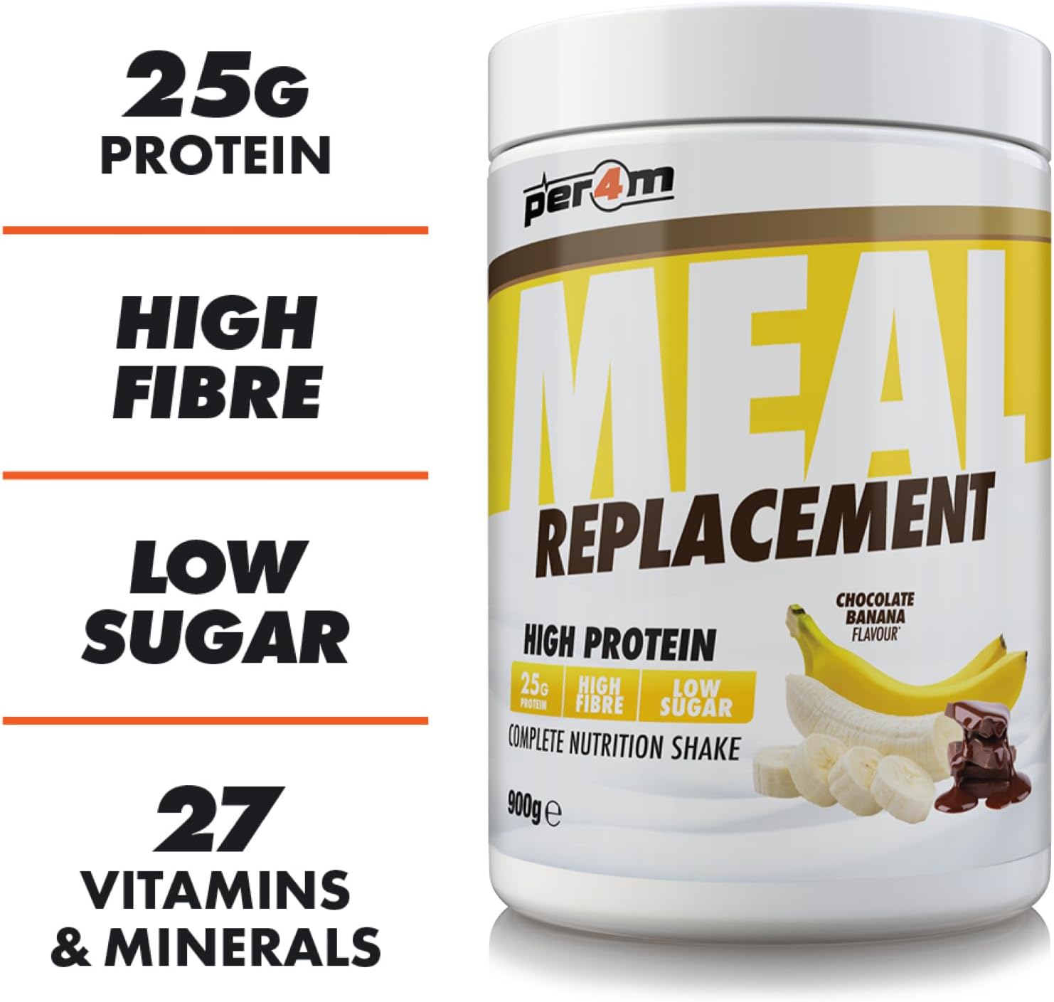 Per4m MRP Diet Meal Replacement 25g Protein Powder | Complete Nutrition Shake + 27 Vitamins | Metabolism Support, Immunity Boost & Muscle Growth (Chocolate Brownie Batter, 900g) : Amazon.co.uk: Health & Personal Care