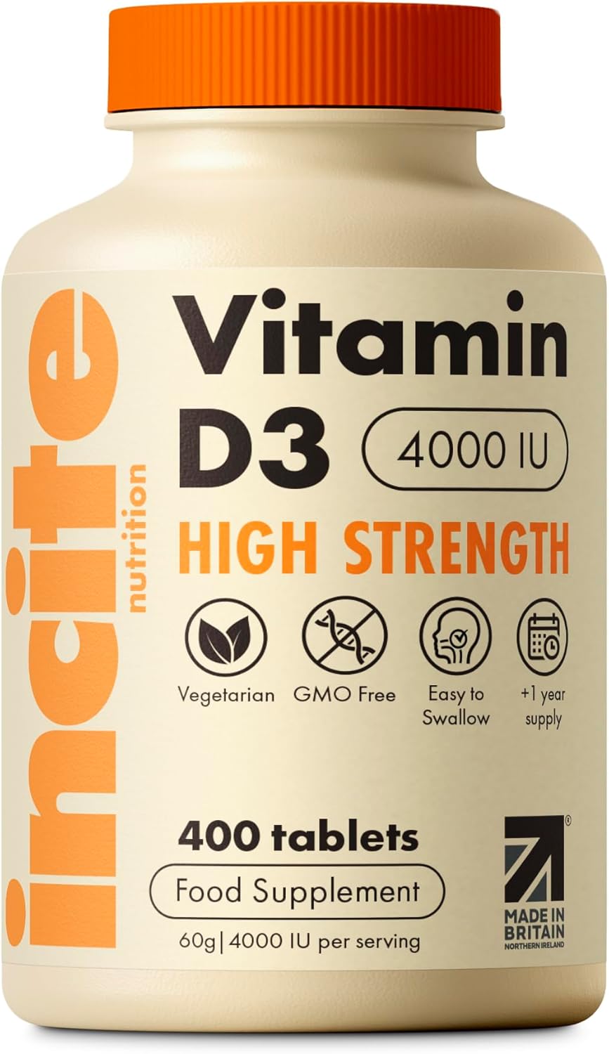 Vitamin D3 4000 Iu - 400 High Strength Vitamin D Tablets (1+ Year Supply) - Vegetarian - Immune System Booster - Gluten Free - Vitamin D Supplements - Made In The Uk