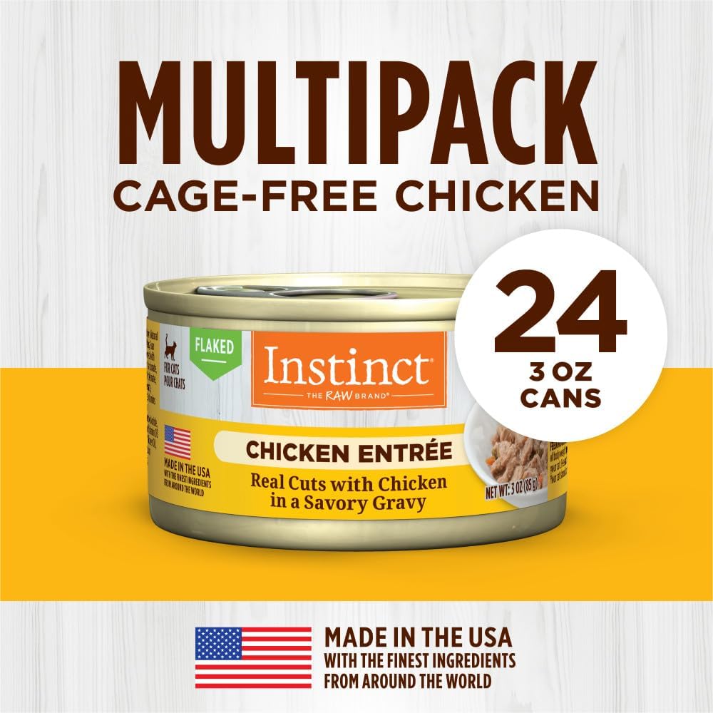 Instinct Flaked Chicken Entrée Wet Cat Food - 3 Ounces, 24 Pack : Pet Supplies