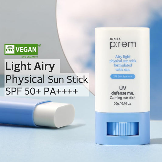 Makep:Rem Make P:Rem Uv Defense Me. Calming Sun Stick Spf 50 | Non-Nano Zinc Oxide Physical Sunscreen For Face | Uva/Uvb Protection | No Oxybenzone & Octinoxate | 20G, 0.70 Fl.Oz. | Makeprem