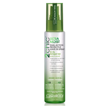 Giovanni 2Chic Ultra-Moist Dual Action Protective Leave-In Spray - Protects From Heat Styling Breakage, Avocado & Olive Oil, Aloe Vera, Shea Butter, Botanical Extracts, No Parabens, Color Safe - 4 Oz