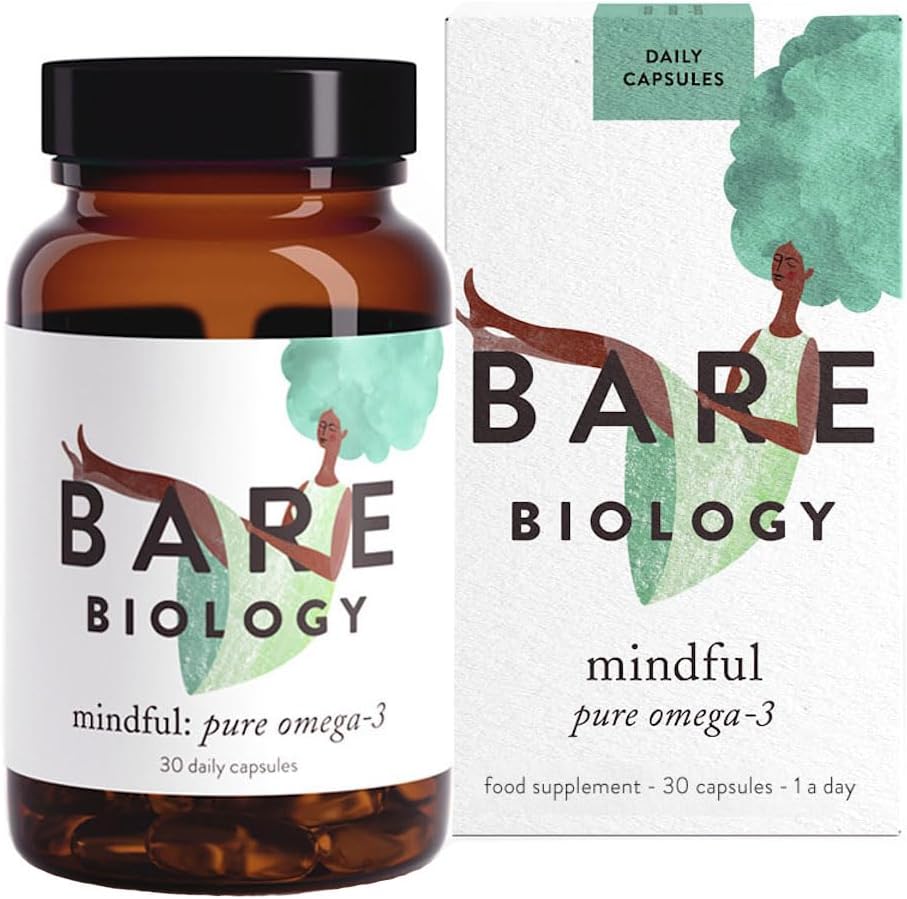 Bare Biology Omega 3 Fish Oil - Mindful Capsules (30 Servings) DHA 560mg, Supports Brain Function & Eye Health, Super Strength/Sustainably Sourced Fish