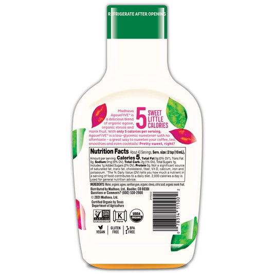 Madhava Organic Agavefive, 16 Oz. Bottle (Pack Of 1)