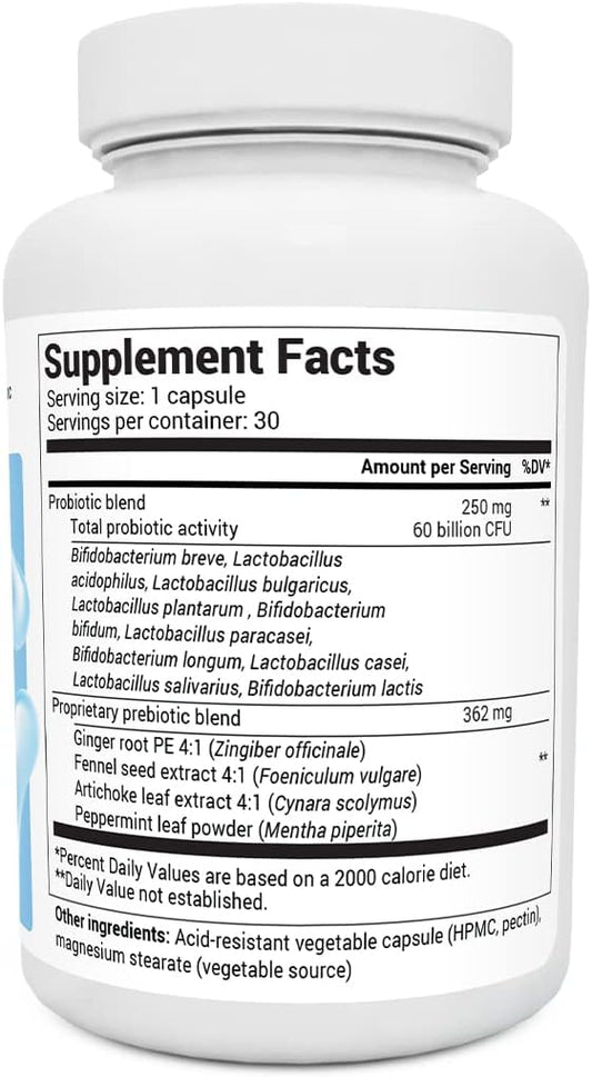 Dr. Berg's Probiotic Capsules with 60 Billion Probiotics for Digestive Health with 10 Prebiotics and Probiotics Strains - Nutritional Supplements - 30 Vegetable Capsules