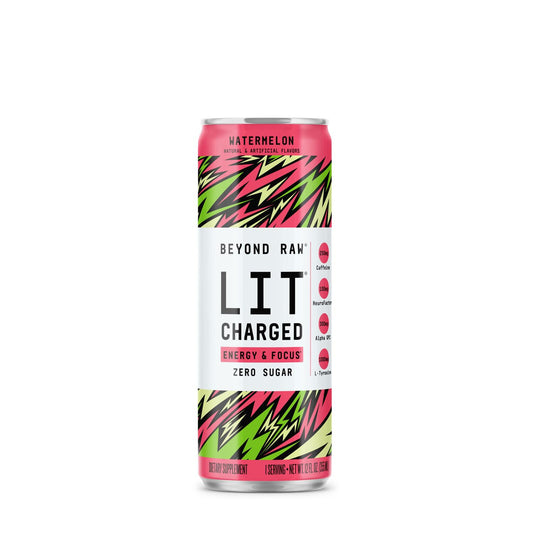 Beyond Raw Lit Charged - Watermelon | Improve Energy, Focus And Reaction Time - 12 Cans