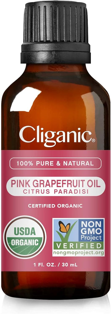 Cliganic Organic Pink Grapefruit Essential Oil, 100% Pure Natural For Aromatherapy | Non-Gmo Verified