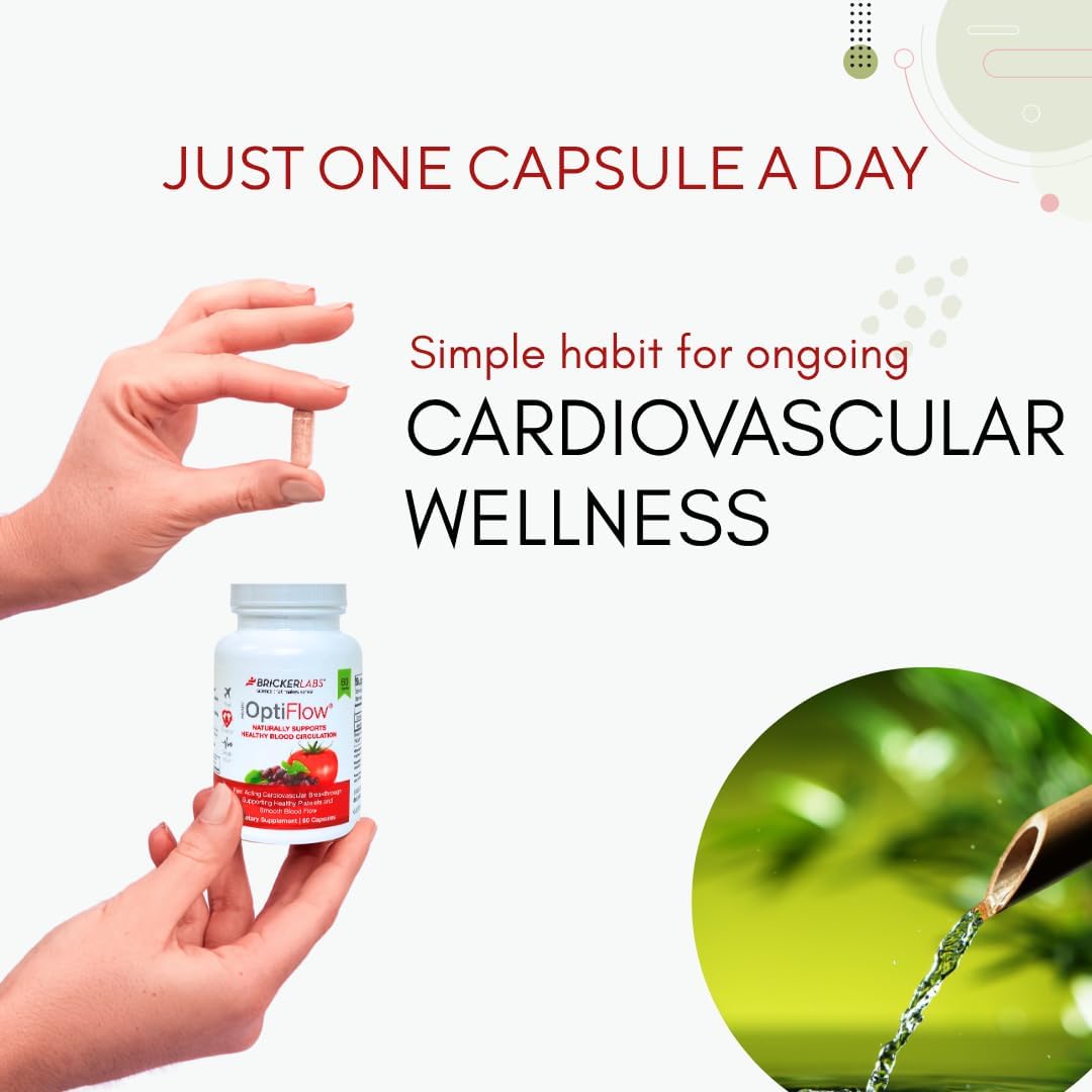 Bricker Labs Optiflow Blood Circulation Vitamins, Naturally Supports Healthy Blood Flow, Contains Fruitflow And Resvida Trans Resveratrol. Blood Optimizer Supplement 60 Capsules : Health & Household