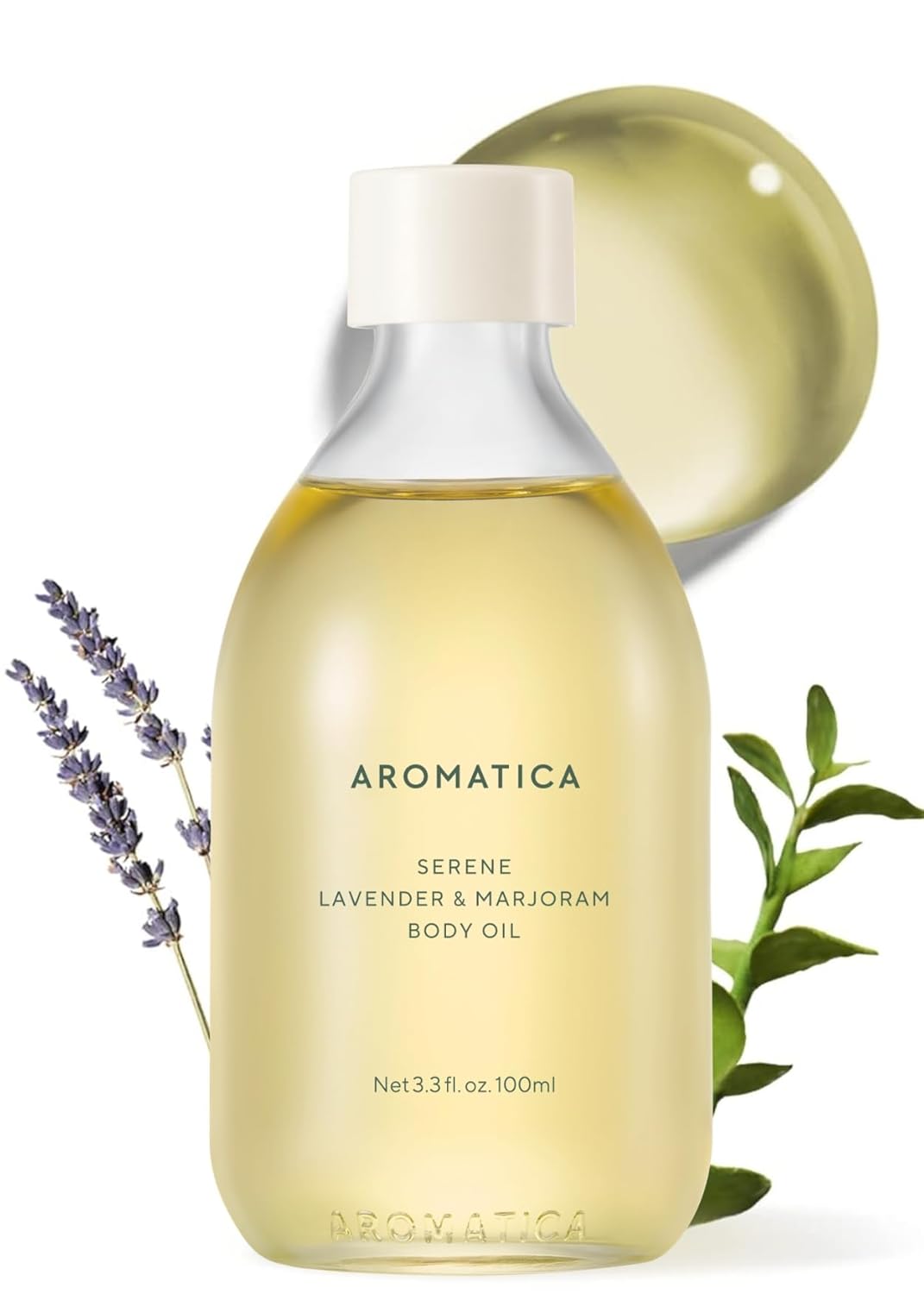 Aromatica Serene Body Oil Lavender & Marjoram Essential Oil, Aromatherapy Oils, Scented Body Oil, After Shower Natural Oil For Women, Non-Greasy Body Serum, Body Moisturizer For Dry Skin 3.38 Fl. Oz