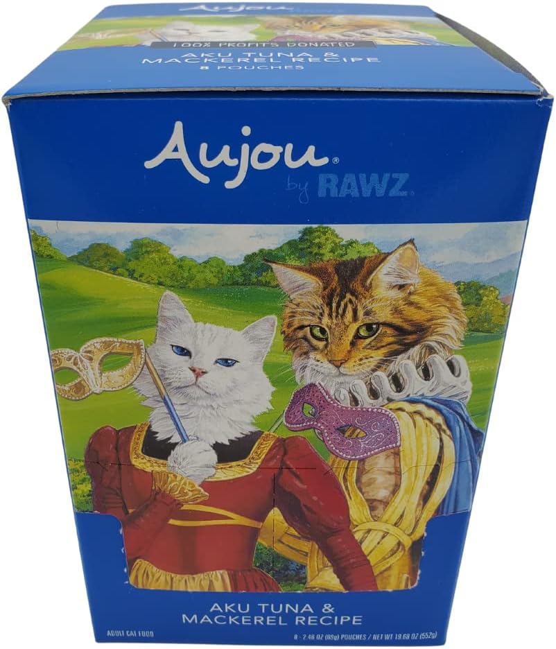 Rawz Aujou Aku Tuna & Mackerel Cat Food 8/2.46 oz Pouches : Pet Supplies