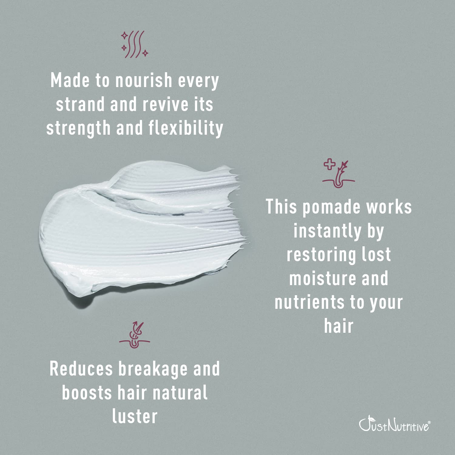 Just Nutritive Moisturizer Hair Pomade | Natural Hydrating Pomade | Hair Food For All Hair Types | Softening Cream for Men and Woman | Hair Care Treatment 8 Fl Oz : Beauty & Personal Care