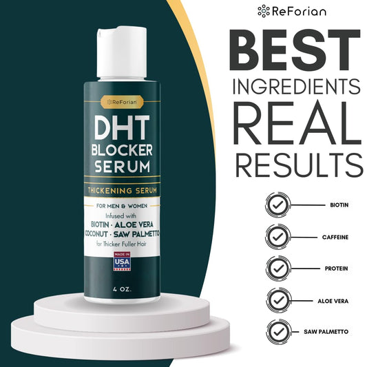 DHT Blocker Serum NATURAL Saw Palmetto and Biotin Hair Growth Serum for Men DHT Blocker for Women Hair Growth Products Men Hair Thickener for Fine Hair Thickening Serum for Hair Growth and Dht Blockin